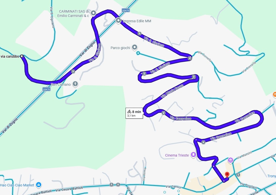 Cartina del tracciato